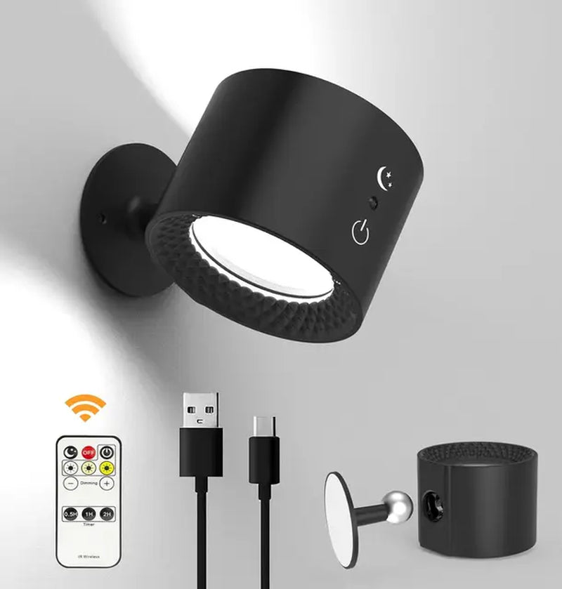 LED Wall Lamp Indoor Adjustable Magnetic Wall Lamp Touch Control IR Remote 360° Rotatable Night Light for Bedside Reading