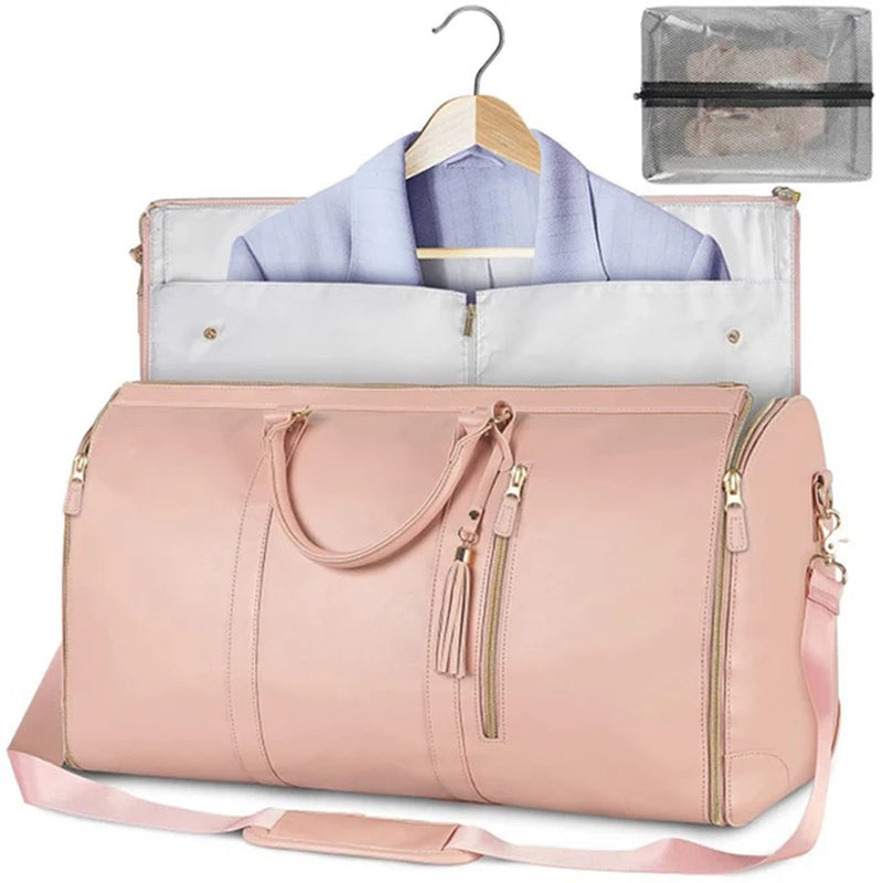 Foldable Travel Bag Large PU Folding Suit Storage Duffle Bag Women Travel Duffle Bag Multi Function Waterproof Travel Organizer